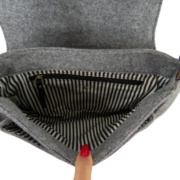Kate Spade Raleigh Walker Park Wool Crossbody Bag Charcoal Gray Wool Felt Bag - Picture 8 of 11